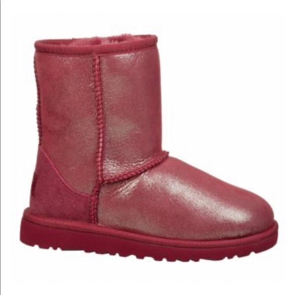 UGG Classic Glitter Boot Red Plum Size 5 - Picture 2 of 8